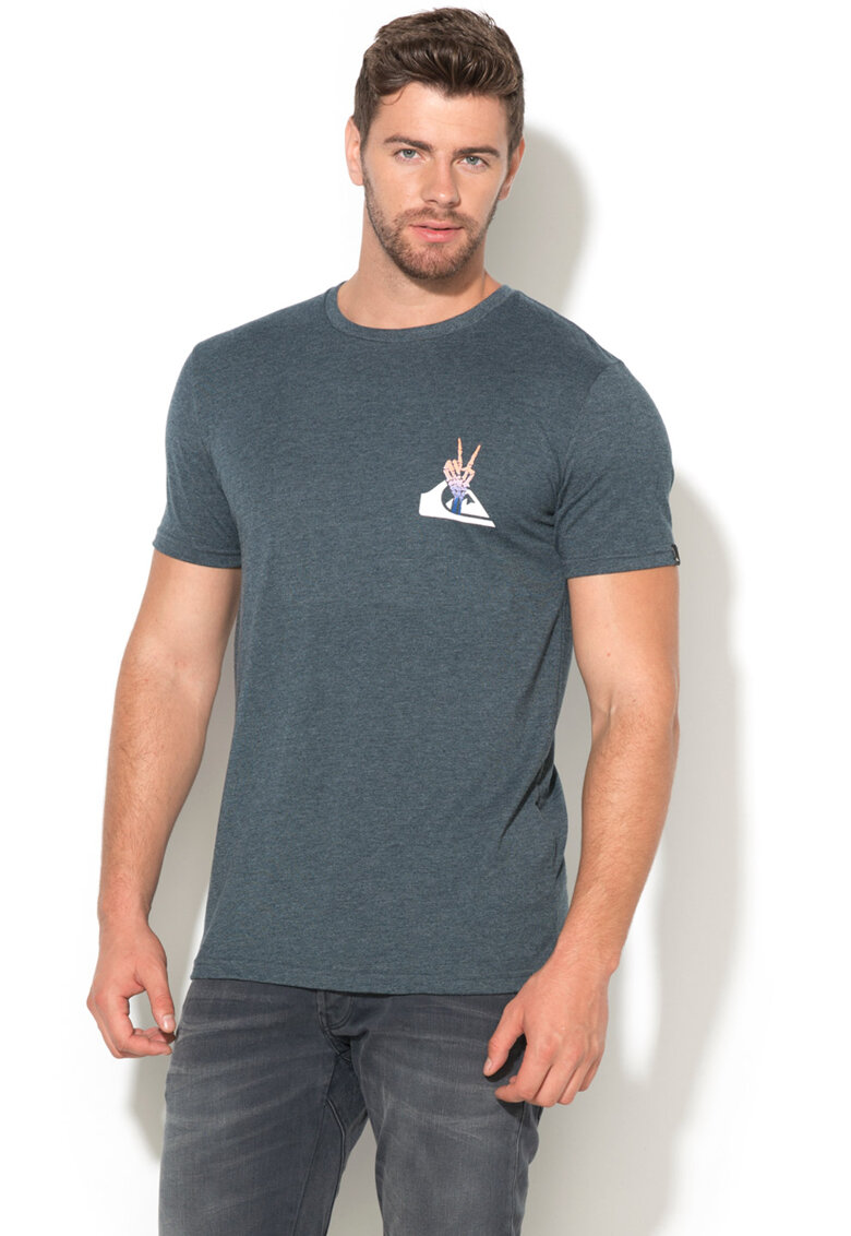 Tricou cu decolteu la baza gatului si imprimeu grafic
